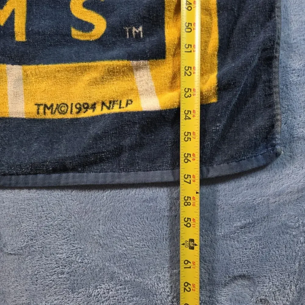 Vintage 1990s St Louis Rams NFL Beach Bath Towel 30x56 Helmet Football